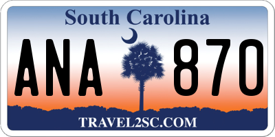 SC license plate ANA870