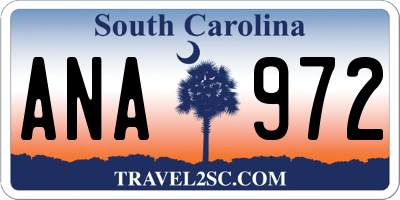 SC license plate ANA972