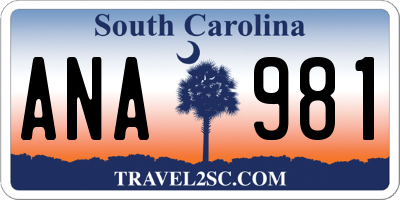 SC license plate ANA981