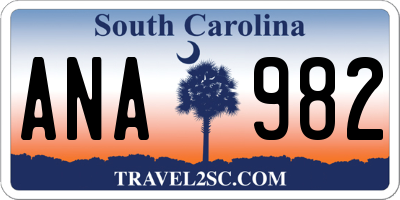 SC license plate ANA982