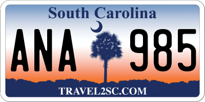 SC license plate ANA985