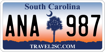 SC license plate ANA987