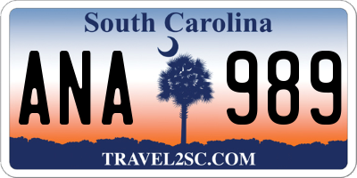 SC license plate ANA989