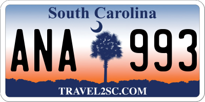 SC license plate ANA993