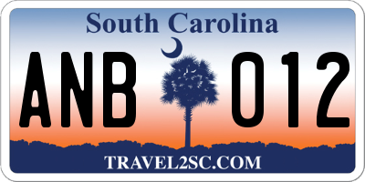 SC license plate ANB012