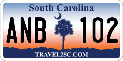 SC license plate ANB102