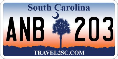 SC license plate ANB203