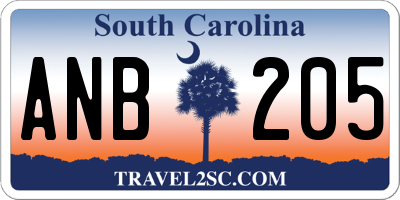 SC license plate ANB205