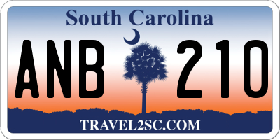 SC license plate ANB210