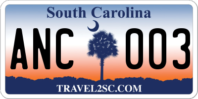 SC license plate ANC003