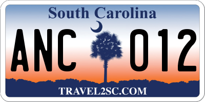 SC license plate ANC012