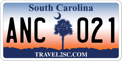 SC license plate ANC021
