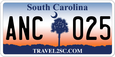 SC license plate ANC025