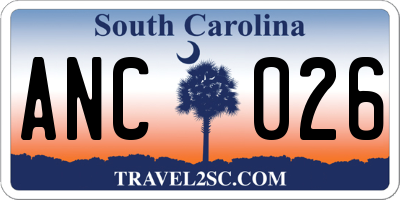 SC license plate ANC026
