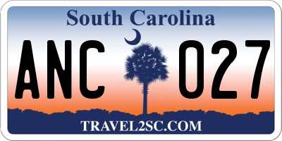 SC license plate ANC027