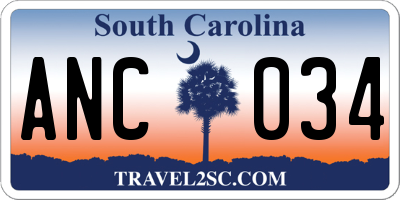 SC license plate ANC034
