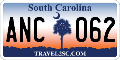 SC license plate ANC062
