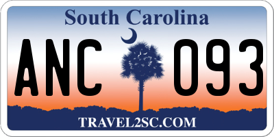 SC license plate ANC093