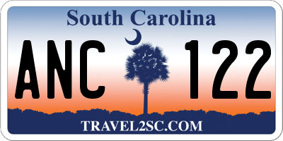 SC license plate ANC122