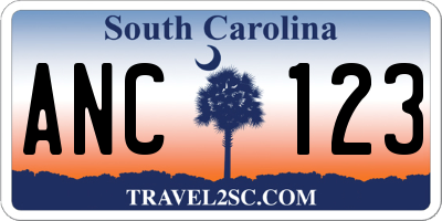 SC license plate ANC123