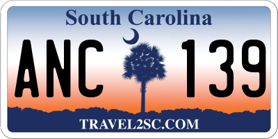 SC license plate ANC139