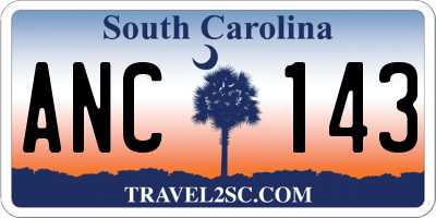 SC license plate ANC143