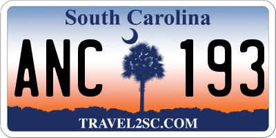 SC license plate ANC193