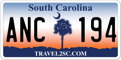 SC license plate ANC194
