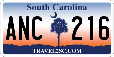 SC license plate ANC216