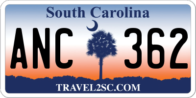 SC license plate ANC362