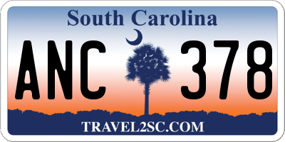 SC license plate ANC378