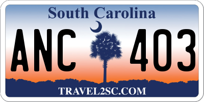 SC license plate ANC403