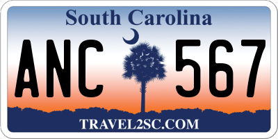 SC license plate ANC567