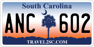 SC license plate ANC602
