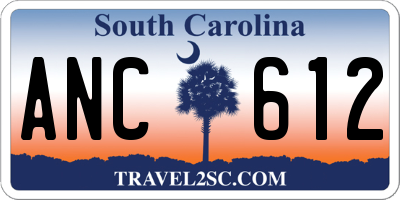SC license plate ANC612