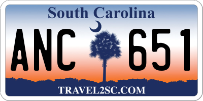 SC license plate ANC651