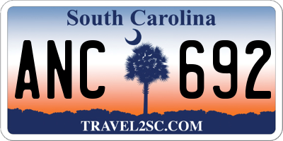 SC license plate ANC692