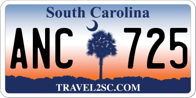 SC license plate ANC725