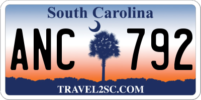 SC license plate ANC792