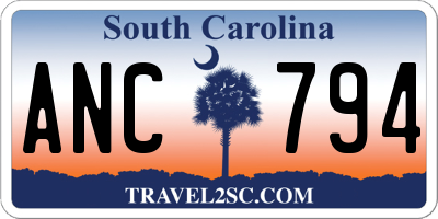 SC license plate ANC794