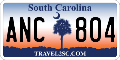SC license plate ANC804