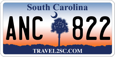 SC license plate ANC822