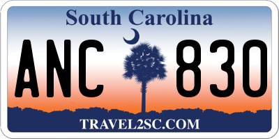 SC license plate ANC830