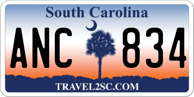 SC license plate ANC834