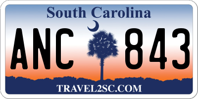 SC license plate ANC843