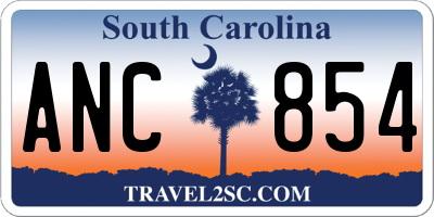 SC license plate ANC854