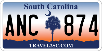 SC license plate ANC874