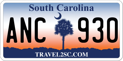 SC license plate ANC930