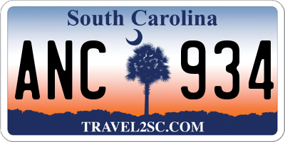 SC license plate ANC934