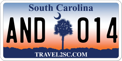 SC license plate AND014